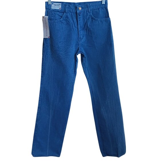 Vintage Mens Jeans NEW 29x34 80s WIDE LEG INDIGO DENIM SOUTHERN PACIFIC JEANS - Picture 1 of 11